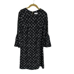 Calvin Klein Black White Shift Dress 6